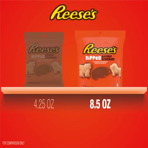 REESE'S Milk Chocolate Peanut Butter Candy Dipped Animal Crackers Bag Perspective: bottom