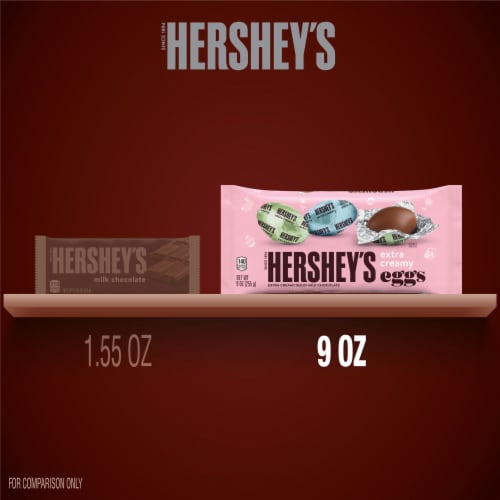 HERSHEY'S Extra Creamy Milk Chocolate Eggs Easter Candy Bag Perspective: bottom
