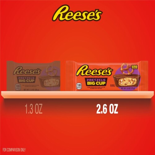 REESE'S STUFFED WITH PRETZELS Big Cup Milk Chocolate Peanut Butter Cups Candy King Size Pack Perspective: bottom