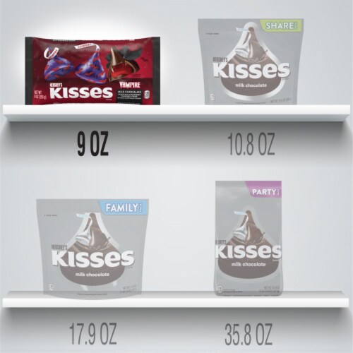Hershey's Kisses Milk Chocolate Filled with Strawberry Creme Vampire Halloween Candy Perspective: bottom