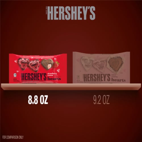 HERSHEY'S Strawberry Creme Flavored Hearts Valentine Candy Bag Perspective: bottom