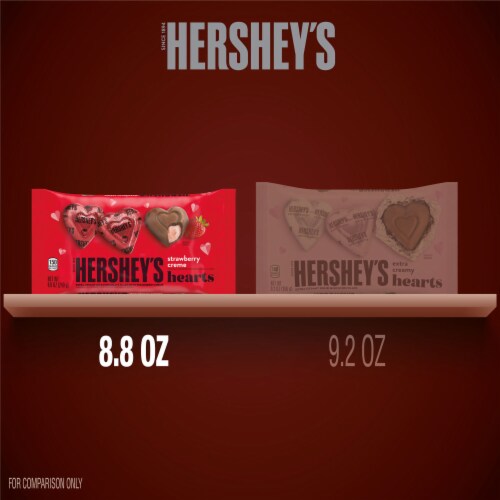 HERSHEY'S Strawberry Creme Flavored Hearts Valentine Candy Bag Perspective: bottom