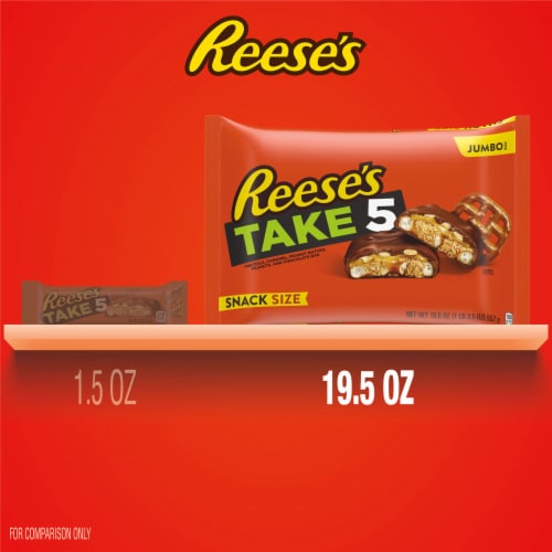 REESE'S TAKE 5 Pretzel Peanut and Chocolate Snack Size Halloween Candy Jumbo Bag Perspective: bottom