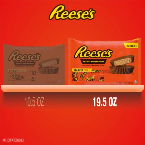 REESE'S Milk Chocolate Peanut Butter Cups Snack Size Jumbo Candy Bag Perspective: bottom