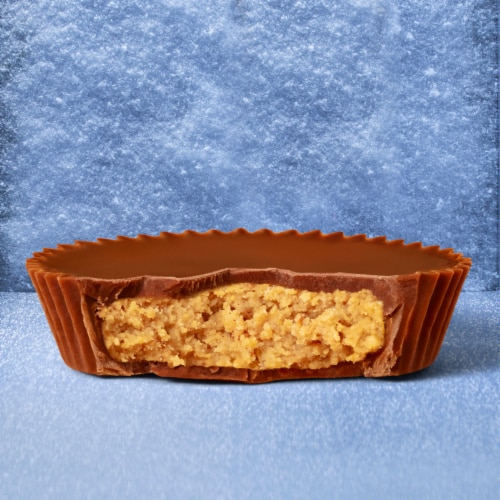 REESE'S Milk Chocolate Peanut Butter Snack Size Cups Candy Packs Perspective: bottom