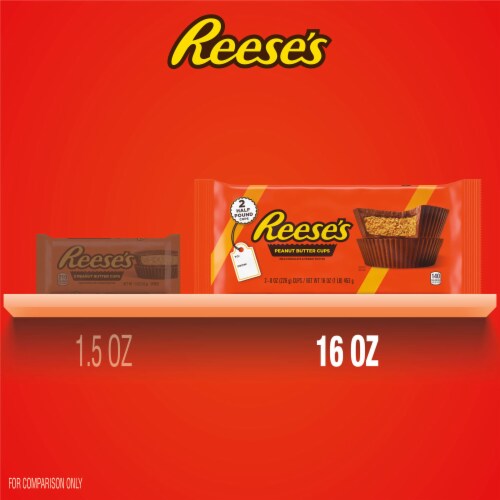 REESE'S Milk Chocolate Half-Pound Peanut Butter Cups Christmas Candy Pack Perspective: bottom
