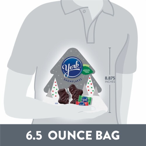 YORK Dark Chocolate Peppermint Patties Snowflakes Candy Christmas Gift Box Perspective: bottom