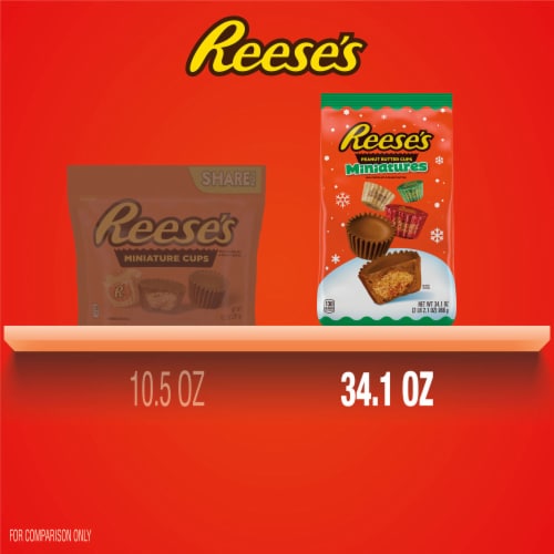 REESE'S Miniatures Milk Chocolate Peanut Butter Cups Christmas Candy Bulk Bag Perspective: bottom
