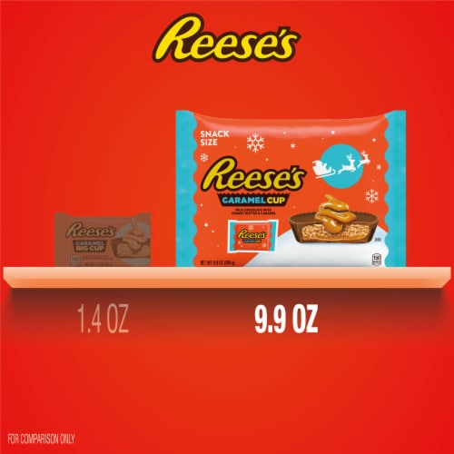 REESE'S Caramel Milk Chocolate Snack Size Peanut Butter Cups Christmas Candy Bag Perspective: bottom