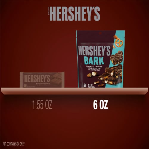 HERSHEY'S Milk Chocolate Candy Almonds and Salted Pretzels Bark Bag Perspective: bottom