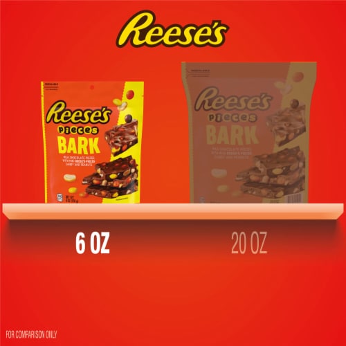 REESE'S PIECES Milk Chocolate Candy with Peanuts Bark Bag Perspective: bottom