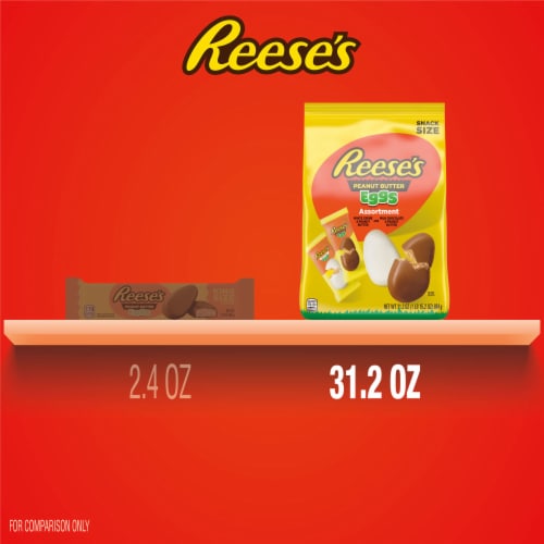 REESE'S Assorted Flavored Snack Size Peanut Butter Eggs Easter Candy Bag Perspective: bottom