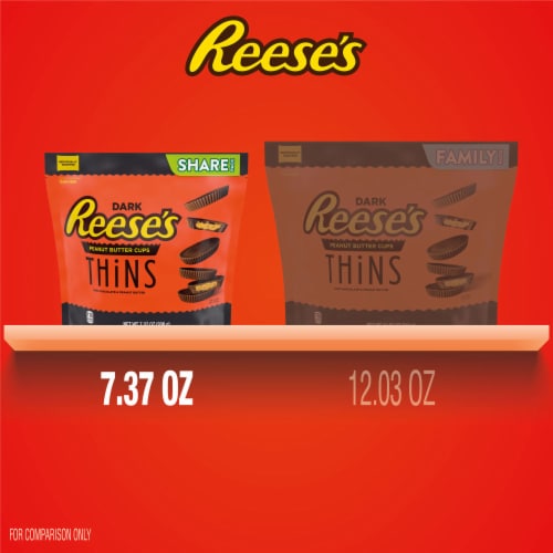 Reese's Dark Chocolate Peanut Butter Cups Thins Share Pack Candy Perspective: bottom