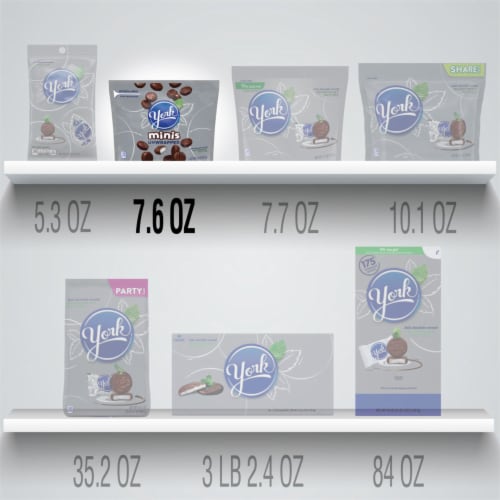 YORK Minis Unwrapped Dark Chocolate Peppermint Patties Candy Bag Perspective: bottom