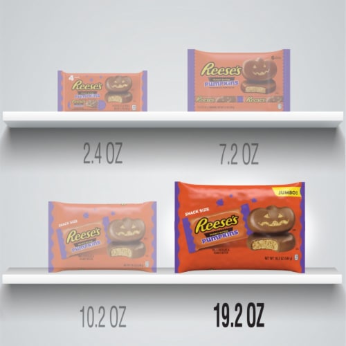 Reese's Halloween Milk Chocolate Peanut Butter Pumpkin Snack Size Candy Perspective: bottom