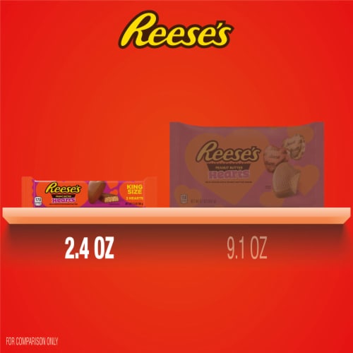 REESE'S Milk Chocolate Peanut Butter Hearts Valentine Candy King Size Pack Perspective: bottom