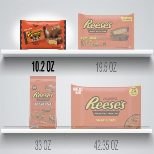 Reese’s Halloween Snack Size Milk Chocolate Peanut Butter Bats Perspective: bottom