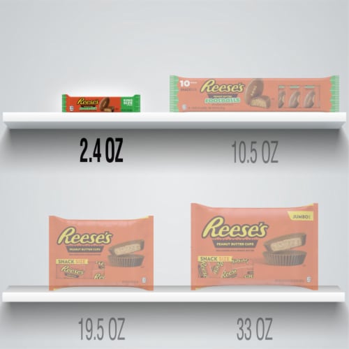 REESE'S Milk Chocolate King Size Peanut Butter Footballs Candy Pack Perspective: bottom