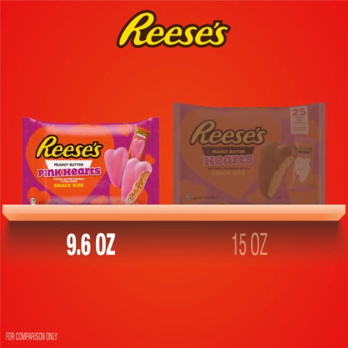 REESE'S Pink Colored Creme Peanut Butter Hearts Snack Size Valentine Candy Bag Perspective: bottom