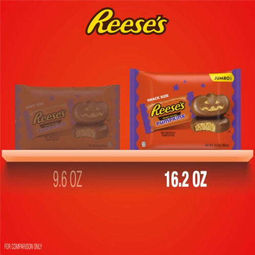 REESE'S Milk Chocolate Peanut Butter Snack Size Pumpkins Halloween Candy Jumbo Bag Perspective: bottom
