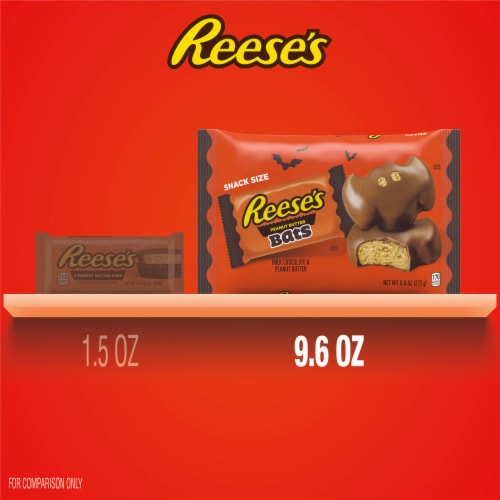 REESE'S Milk Chocolate Peanut Butter Snack Size Bats Halloween Candy Bag Perspective: bottom