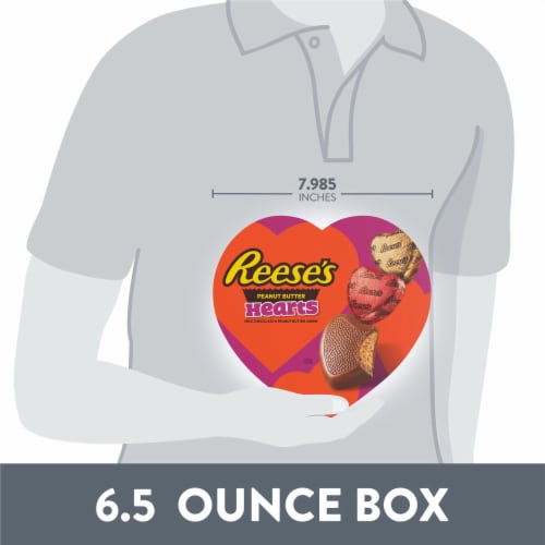 REESE'S Milk Chocolate Peanut Butter Creme Hearts Valentine Candy Heart Shaped Gift Box Perspective: bottom