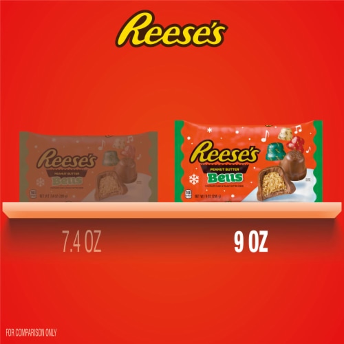 REESE'S Chocolate Peanut Butter Creme Bells Christmas Candy Bag Perspective: bottom