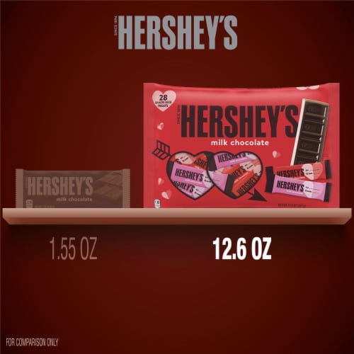 HERSHEY'S Milk Chocolate Snack Size Valentine Candy Bag Perspective: bottom