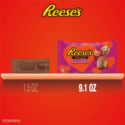 REESE'S Milk Chocolate Peanut Butter Creme Hearts Valentine Candy Bag Perspective: bottom
