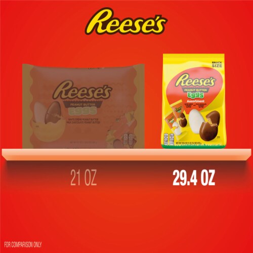 REESE'S Assorted Milk Chocolate White Creme Peanut Butter Eggs Easter Candy Bag Perspective: bottom