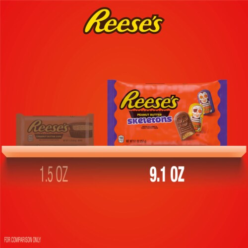 REESE'S Chocolate Peanut Butter Creme Skeletons Halloween Candy Bag Perspective: bottom