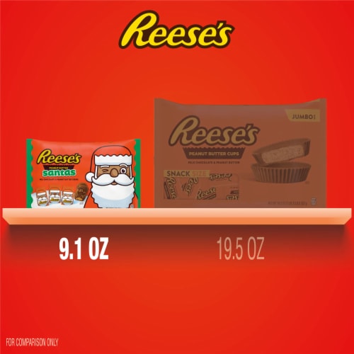 REESE'S Milk Chocolate Peanut Butter Creme Santas Christmas Candy Bag Perspective: bottom
