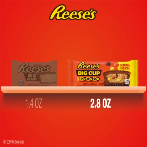 REESE'S Big Cup Stuffed with REESE'S PIECES King Size Peanut Butter Cups Candy Pack Perspective: bottom