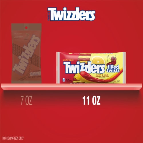 TWIZZLERS Filled Twists Cherry Kick and Citrus Punch Licorice Style Chewy Candy Bag Perspective: bottom