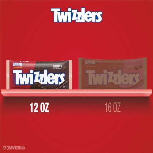 TWIZZLERS Twists HERSHEY'S Chocolate Flavored Licorice Style Chewy Candy Bag Perspective: bottom