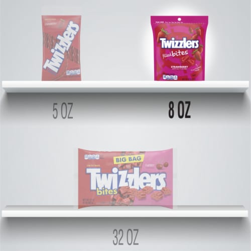TWIZZLERS Filled Bites Strawberry Candy Bag Perspective: bottom