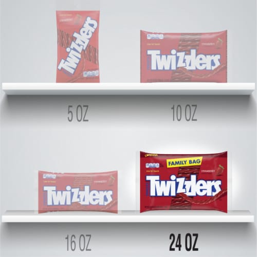 TWIZZLERS Twists Strawberry Flavored Licorice Style Chewy Candy Family Bag Perspective: bottom