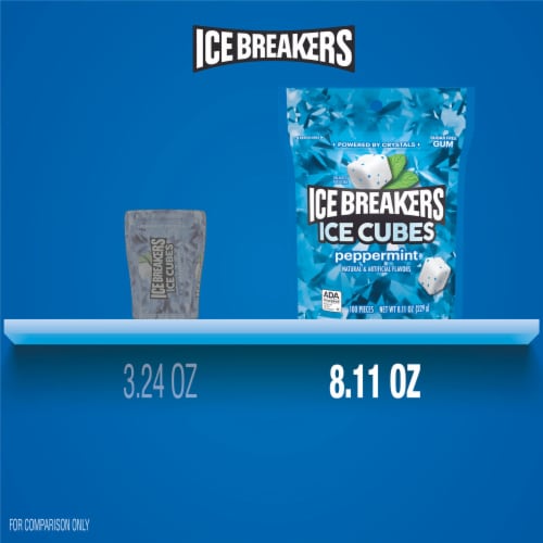 ICE BREAKERS Ice Cubes Peppermint Sugar Free Chewing Gum Pouch Perspective: bottom