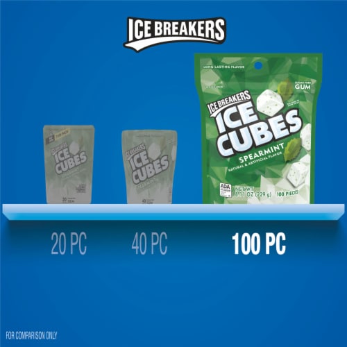 ICE BREAKERS Ice Cubes Spearmint Sugar Free Chewing Gum Pouch Perspective: bottom