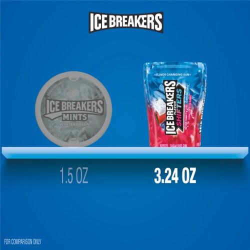 ICE BREAKERS Flavor Shifters Wild Berry to Coolmint Flavored Sugar Free Chewing Gum Bottle Perspective: bottom