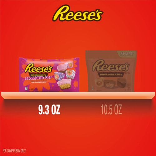 REESE'S Miniatures Blossom Top Milk Chocolate Peanut Butter Pink Colored Creme Valentine Candy Perspective: bottom