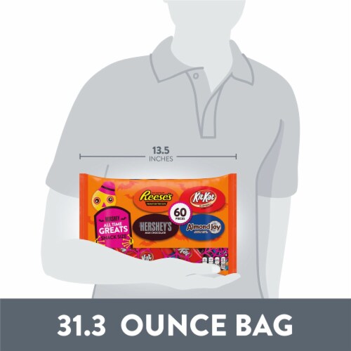 HERSHEY'S REESE'S ALMOND JOY and KIT KAT® Assorted Chocolate Halloween Candy Snack Size Bag Perspective: bottom