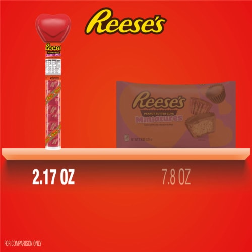 REESE'S Miniatures Milk Chocolate Peanut Butter Valentine Candy Plastic Cane Perspective: bottom