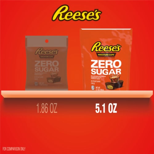 REESE'S Zero Sugar Miniatures Chocolate Peanut Butter Cups Candy Bag Perspective: bottom