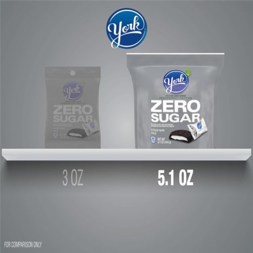 YORK Zero Sugar Chocolate Peppermint Patties Candy Bag Perspective: bottom