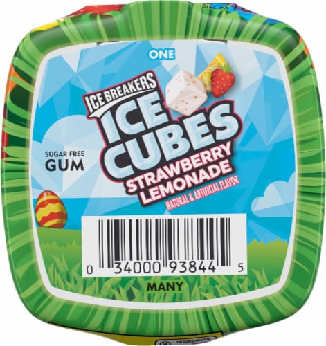 Ice Breakers Ice Cubes Strawberry Lemonade Sugar Free Gum Easter Candy Perspective: bottom