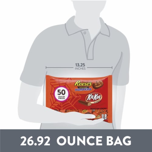 REESE'S and KIT KAT® Milk Chocolate Assortment Snack Size Candy Halloween Variety Bag Perspective: bottom