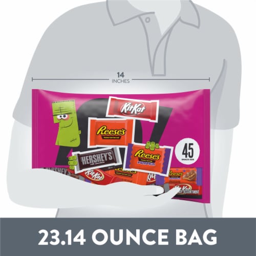 HERSHEY'S KIT KAT® and REESE'S Assorted Milk Chocolate Snack Size Halloween Candy Bag Perspective: bottom