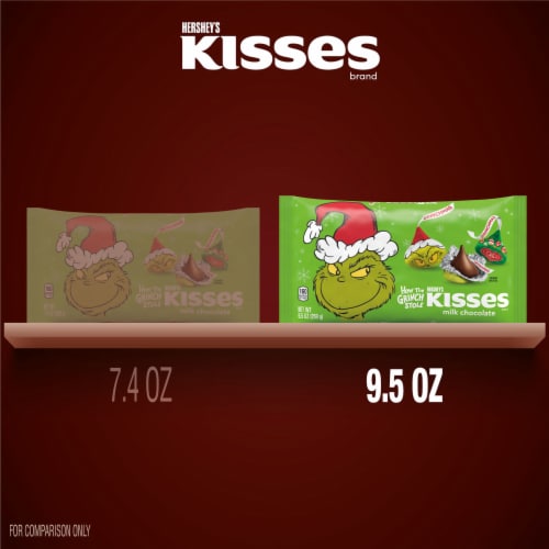 HERSHEY'S KISSES Grinch Milk Chocolate Christmas Candy Bag Perspective: bottom