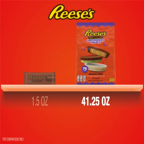 REESE'S Halloween Lovers Milk Chocolate and White Creme Assortment Snack Size Cups Candy Halloween Perspective: bottom